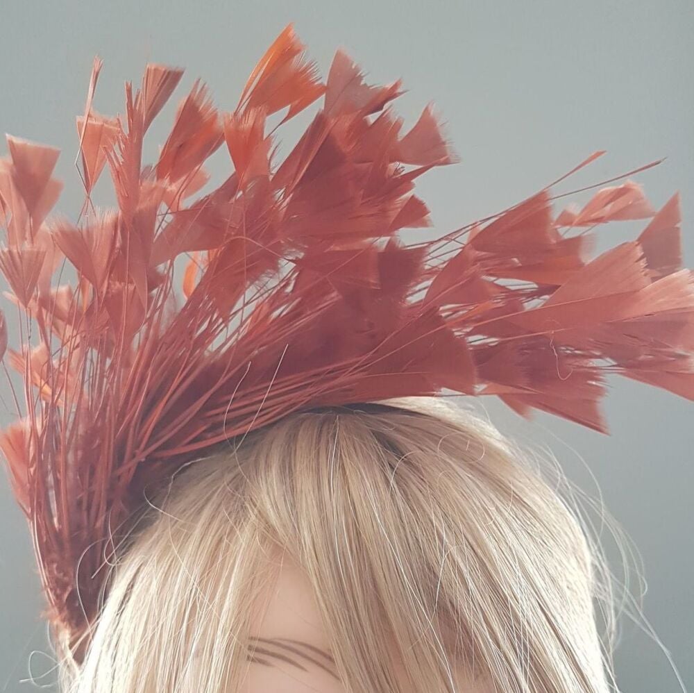 Brown Feather Headband Fascinator Hair Piece