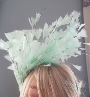 Mint Green Feather Headband Fascinator Hair Piece