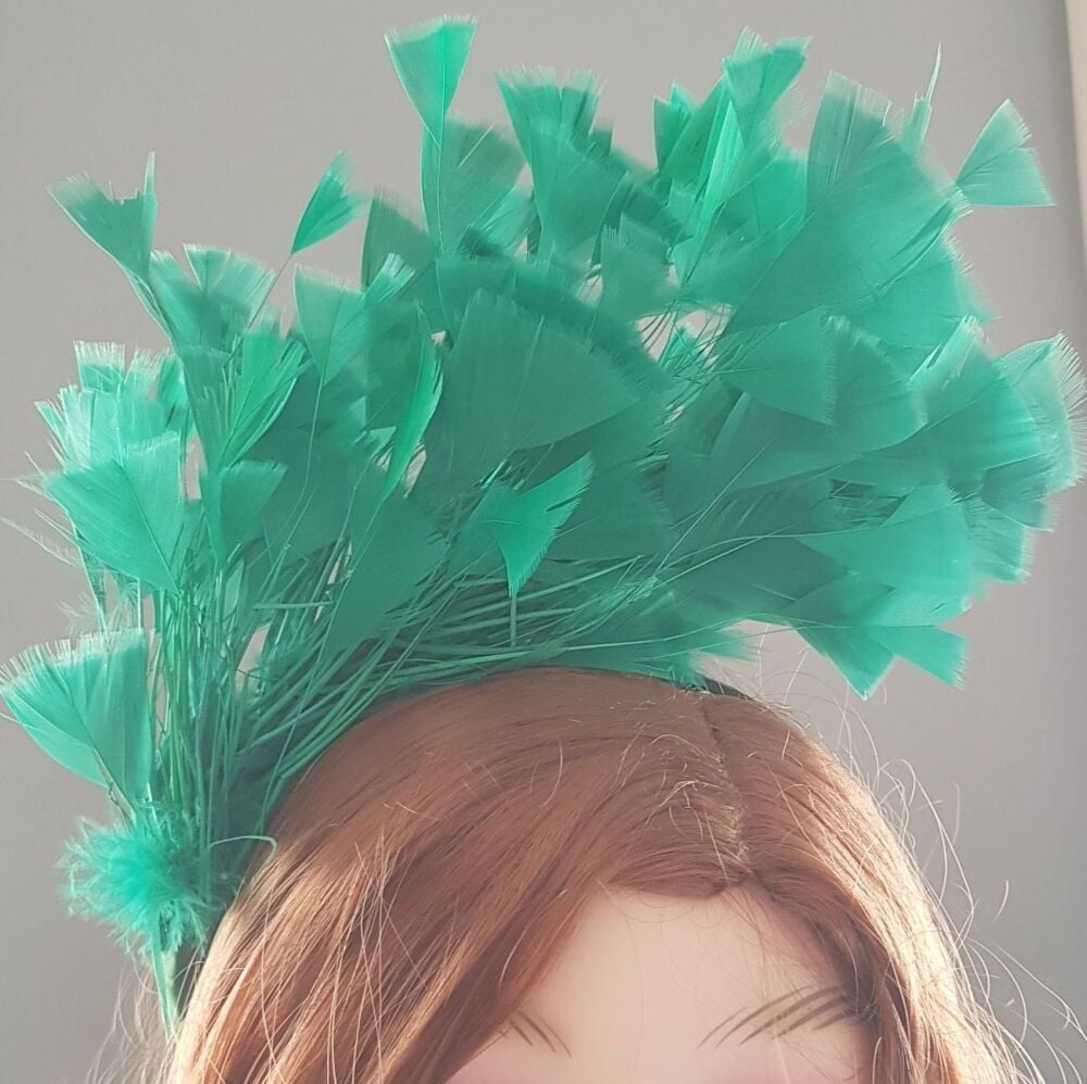 Green Feather Headband Fascinator Hair Piece