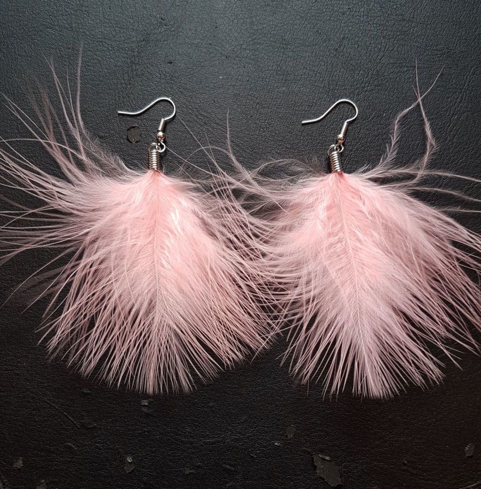 Pink Marabou Feather Earrings
