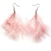 Dusky Rose Pink Marabou Feather Earrings