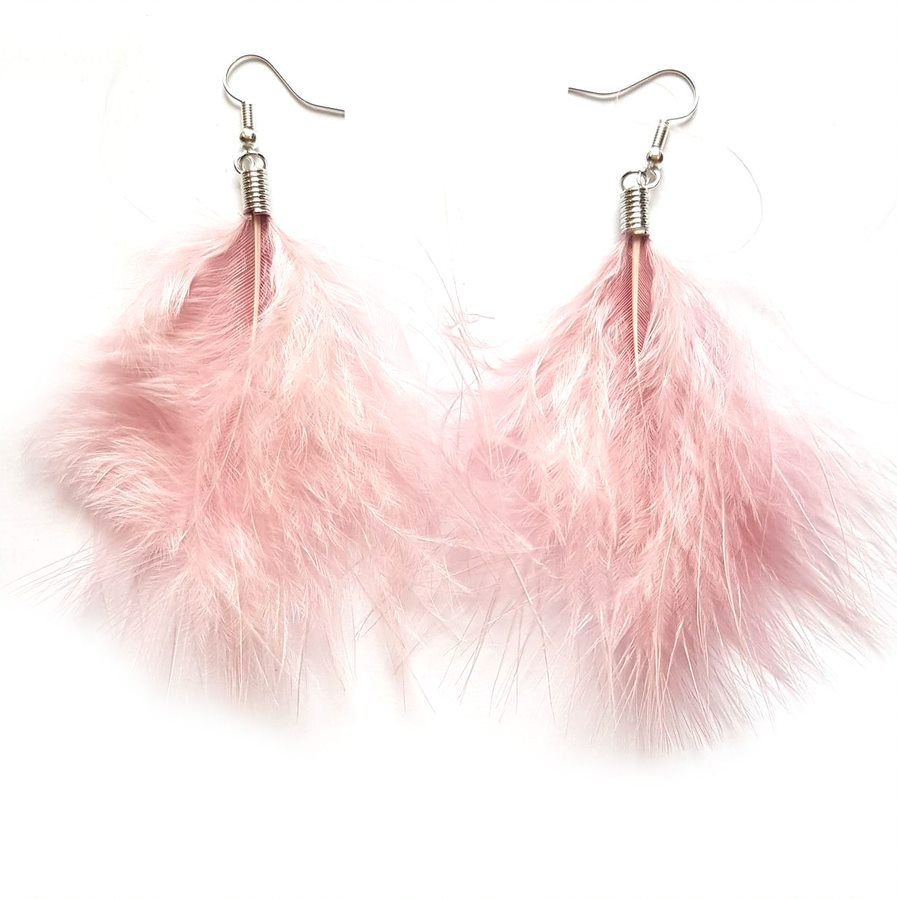 Dusky Rose Pink Marabou Feather Earrings