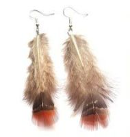 Feather Earrings - Decorative Pheasant Red Top