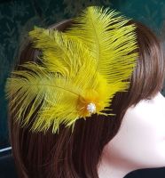 Yellow Ostrich Feather Headpiece Clip