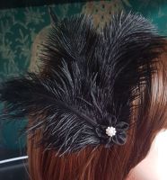 Black Ostrich Feather Headpiece Clip