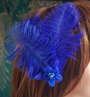 Royal Blue Ostrich Feather Headpiece Clip