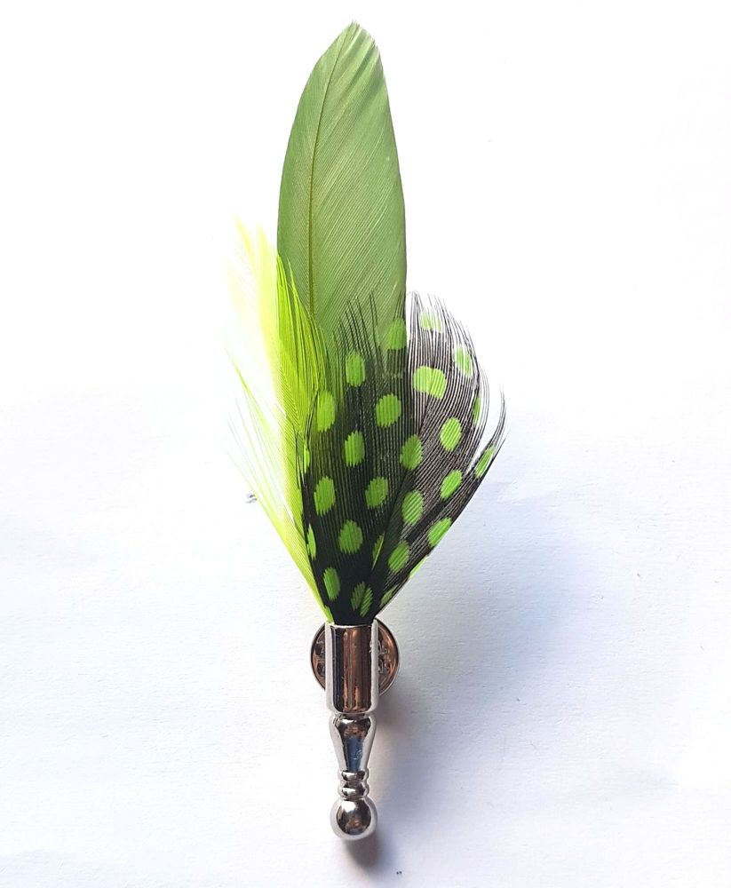 Olive Moss Green Goose Feather Buttonhole