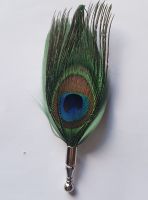 Feather BoutonniÃ¨re Buttonhole - Peacock and Olive Green Feathers