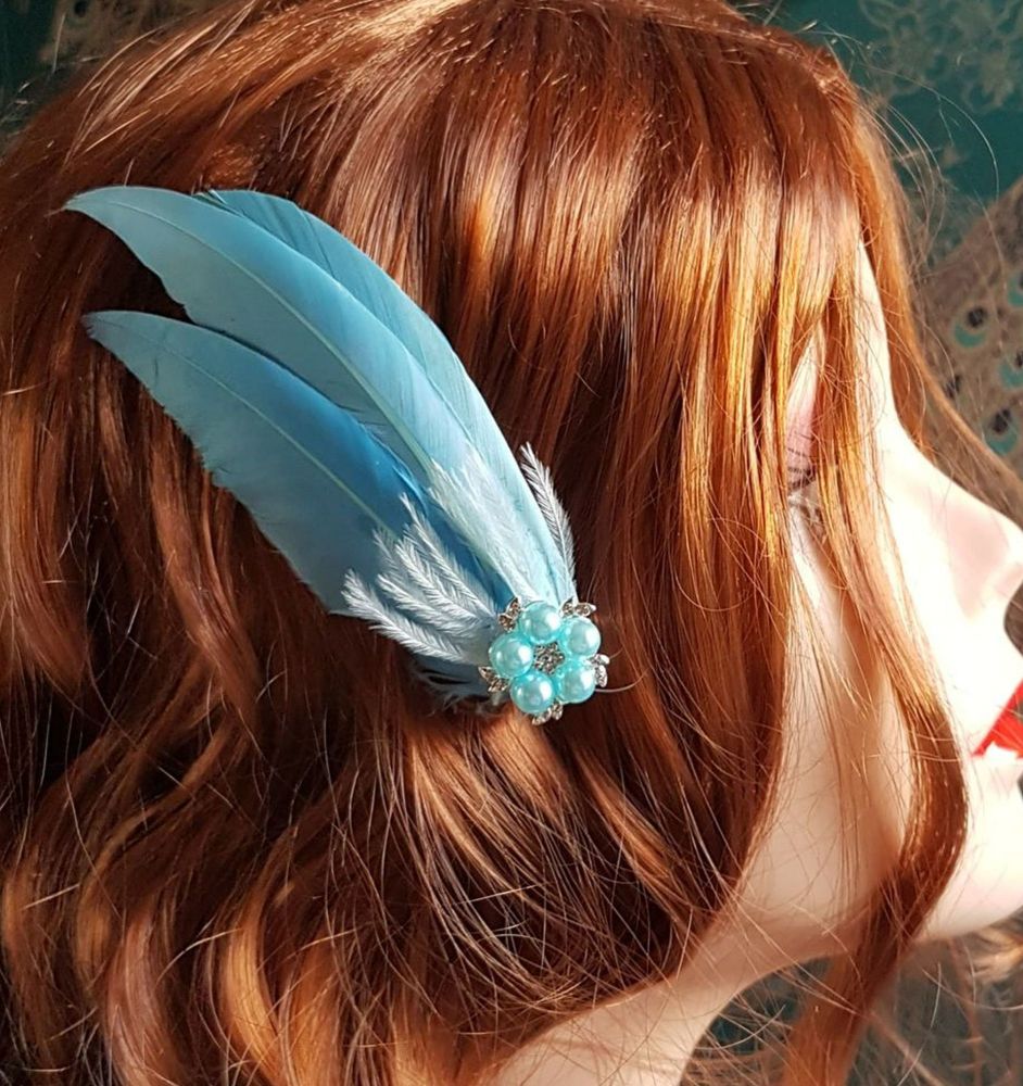 Natural Emerald Heart Feather Hair Extension Clip Accessories Hair Accessories Hair Jewellery 