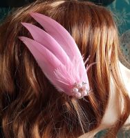 Baby Pink Feather Hair Clip, Pointed