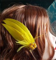 Yellow Feather Hair Clip, Pointed