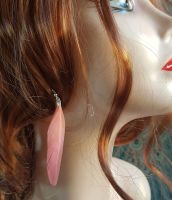 Rose Pink Feather Earrings