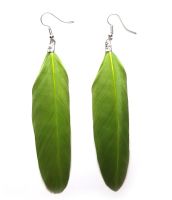 Olive Moss Green Feather Earrings