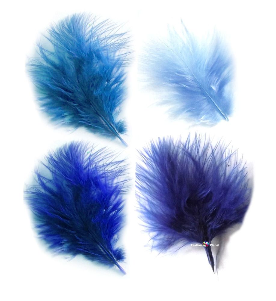 Blues Mix Marabou Feathers - Small