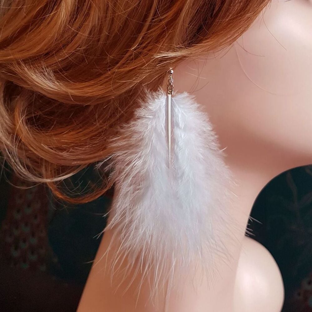 Baby Blue Marabou Feather Earrings