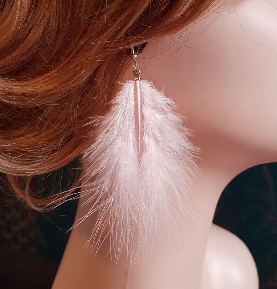 Baby Pink Marabou Feather Earrings