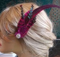 Dark Pink and Black Feather Hair Clip