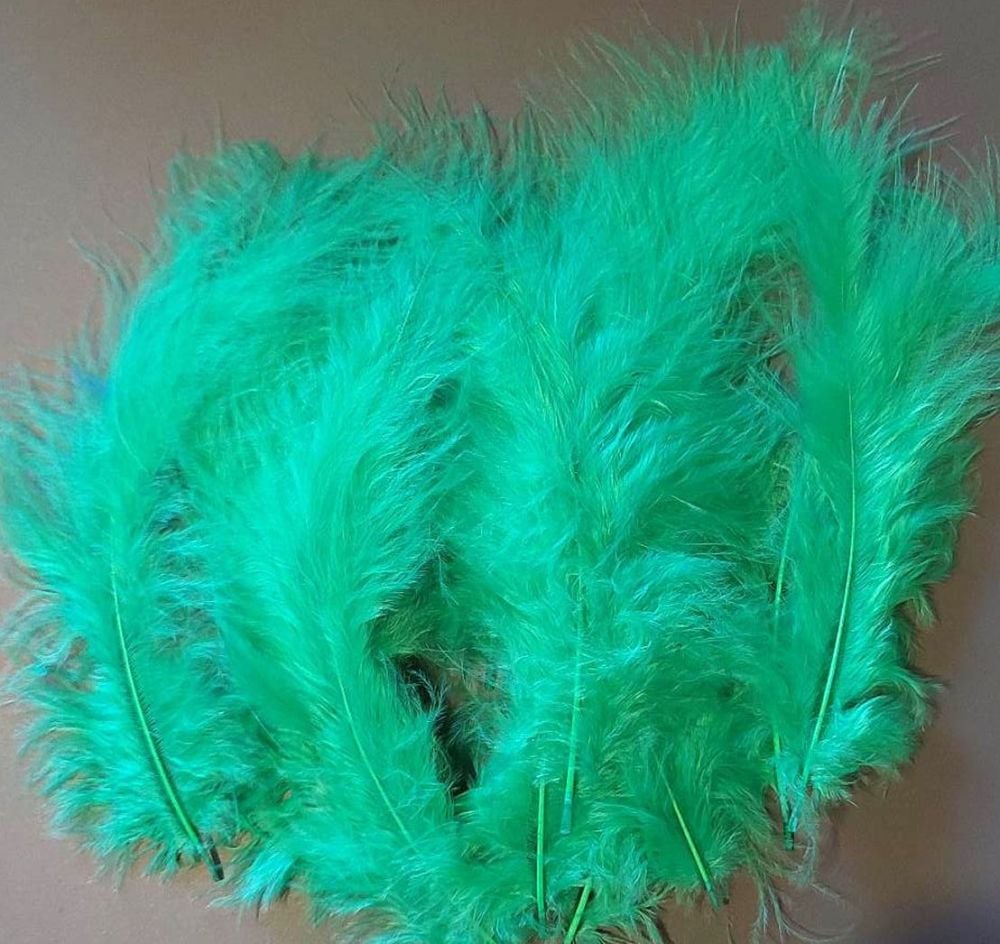 Green Medium Marabou Feathers (Seconds)