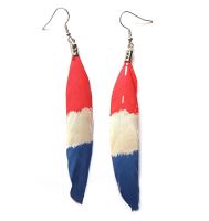 Red, White and Blue Hand Painted, Handmade Feather Earrings
