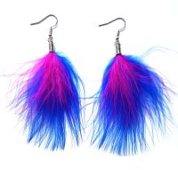 Blue and Pink Marabou Feather Earrings