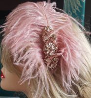 Dusky Pink Ostrich Feather Headband Hair Piece