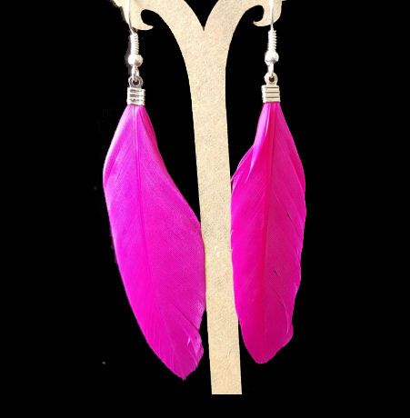 Shocking Pink Feather Earrings