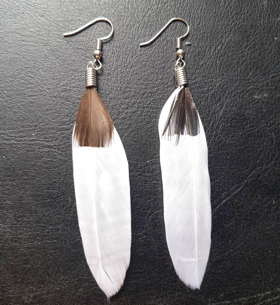 White Natural Feather Earrings - Goose and Decorative Feathers