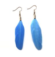 Light Blue Goose Feather Earrings