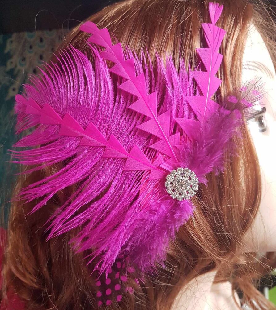 Shocking Pink Feather Hair Clip