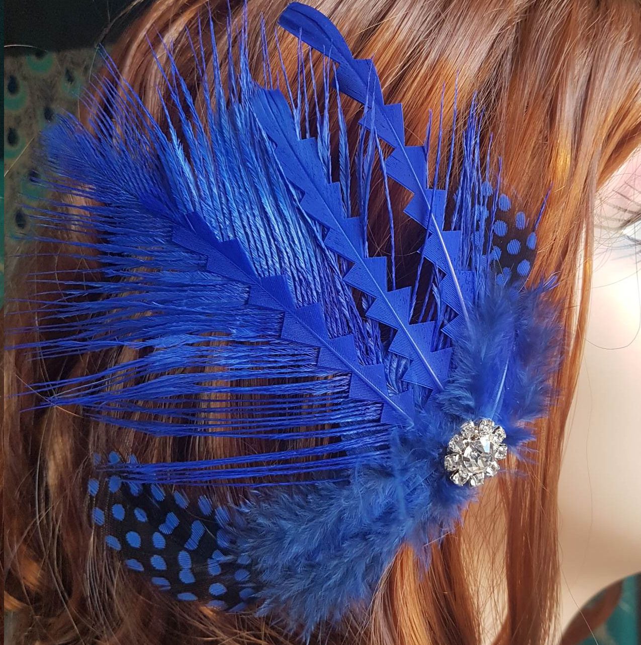 Royal blue feather hair clip accessories Feather Planet