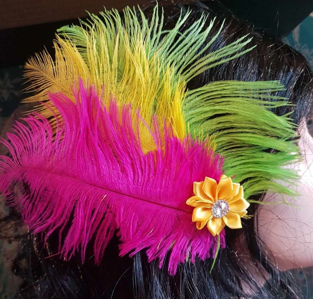 Mardi Gras Ostrich Feather Headpiece Clip