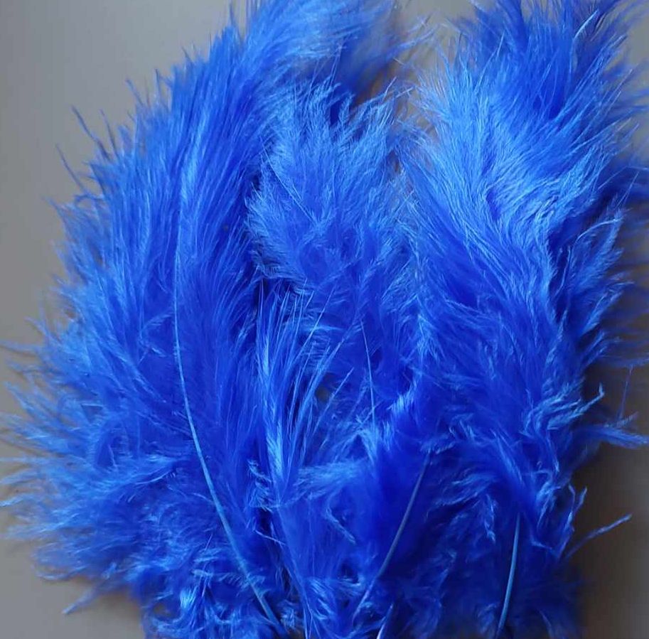 5-7 Royal Blue Rooster Hackle Feathers for Crafting, Headpiece