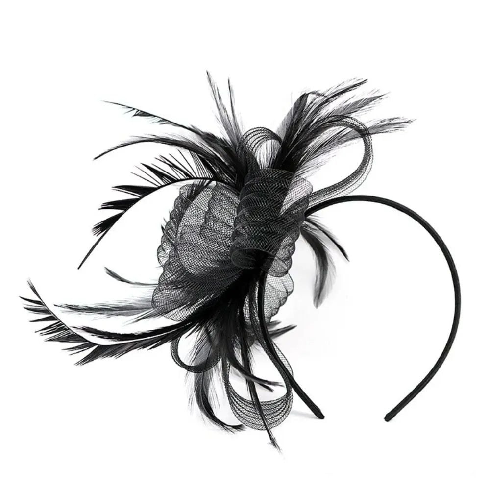 Black Feather Fascinator Head Band Piece