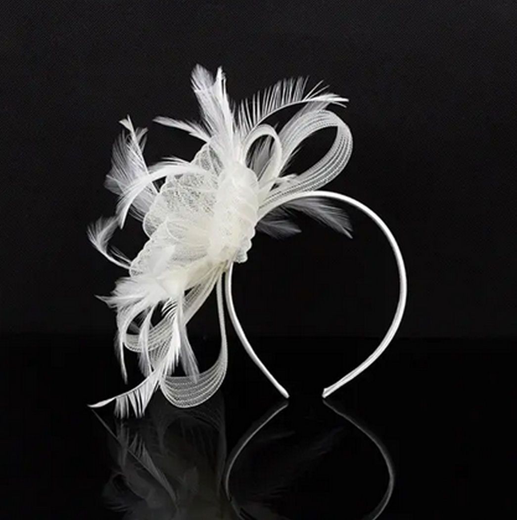 Ivory Feather Fascinator Head Band Piece