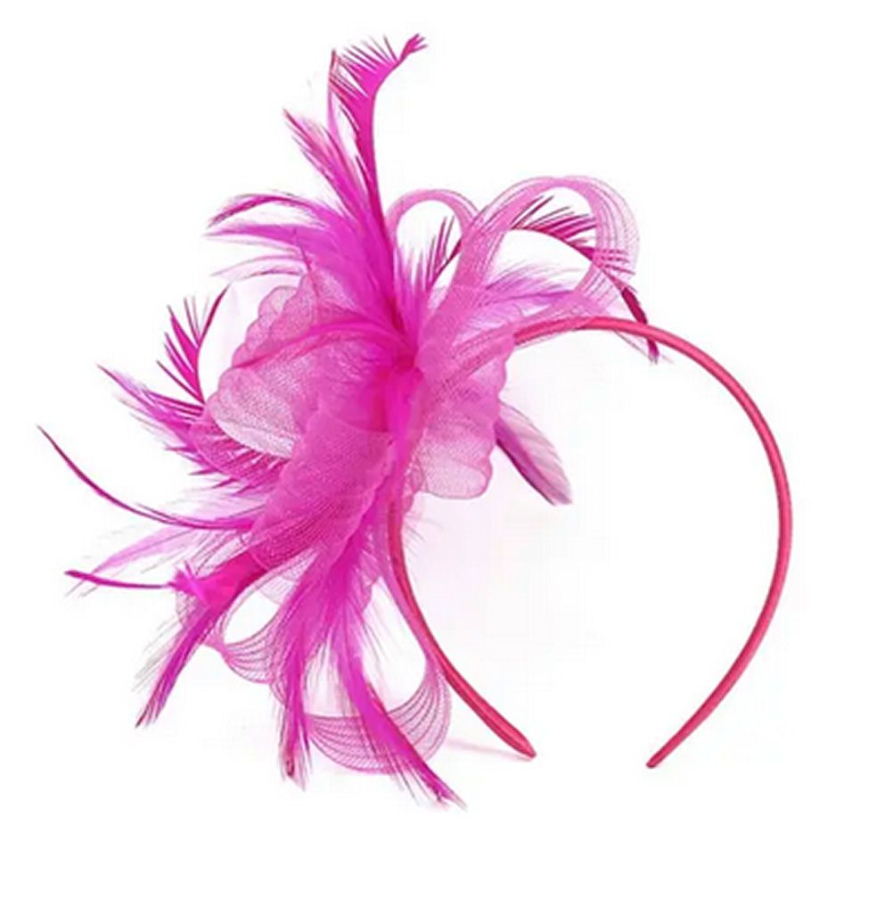 Shocking Pink Feather Fascinator Head Band Piece