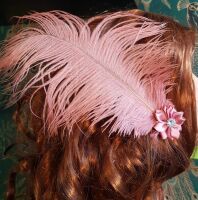 Dusky Rose Ostrich Feather Hair Piece, Clip Style