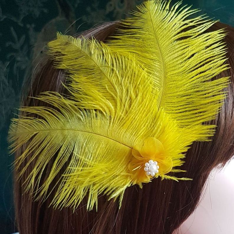 Yellow Feather Hair Accessories