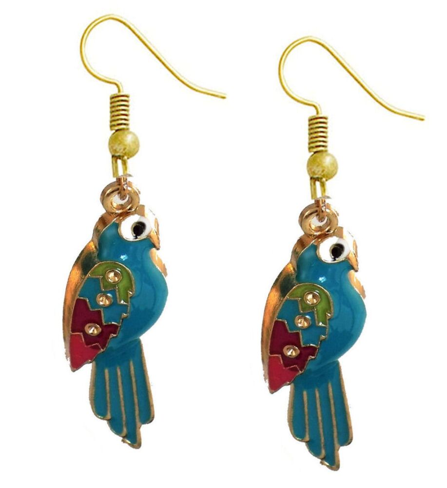 Parrot Gold and Green Earrings