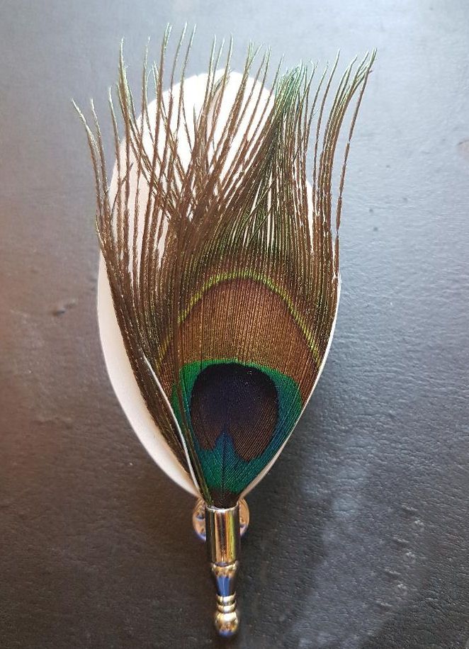 Peacock and Cream  Feather Buttonhole