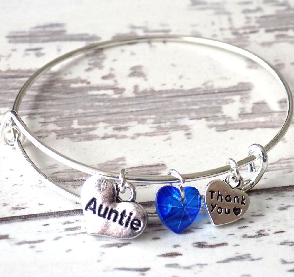 Auntie Charm Bracelet with Thank You Card & Organza Bag