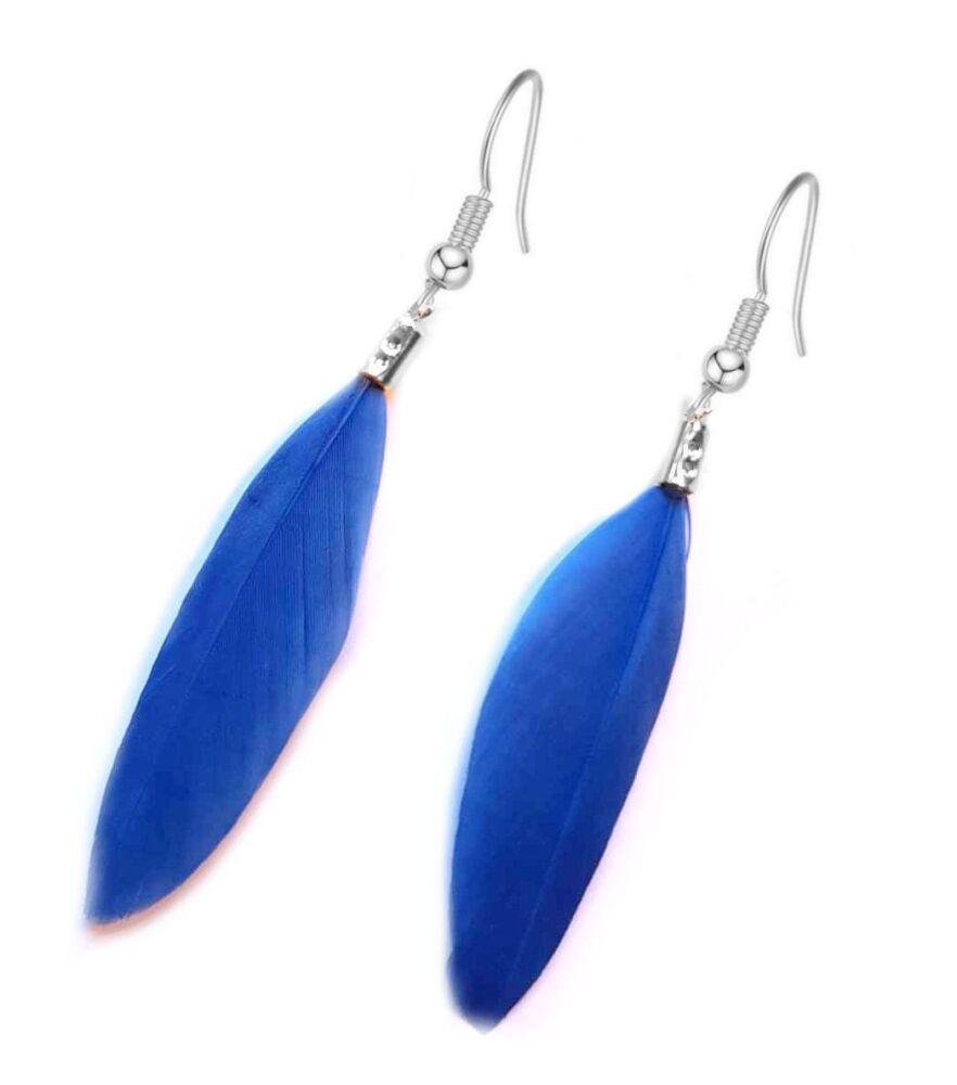 Blue Goose Feather Earrings