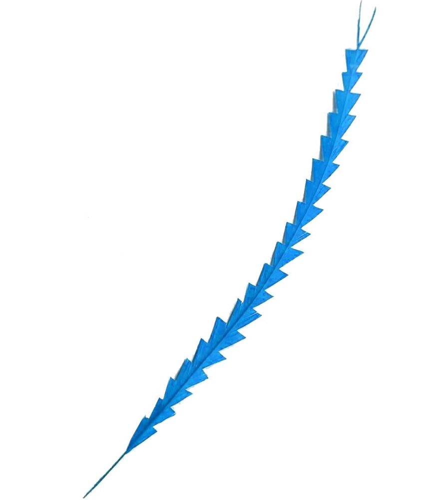 Dark Turquoise Zig Zag Cut Feather, Trimmed Decorative Rooster Feather