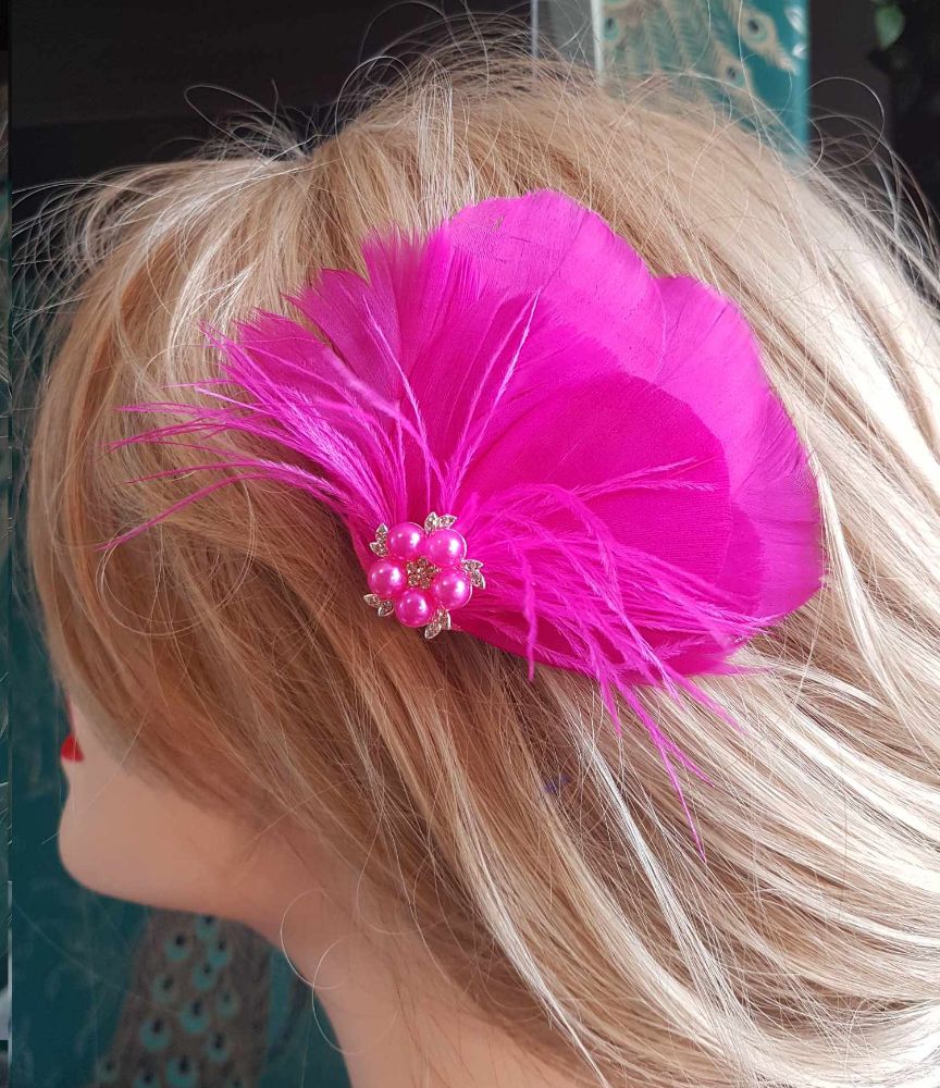 Pink Feather Hair Accessories
