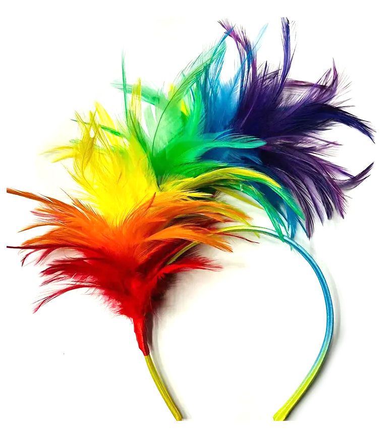 Rainbow Pride Mardi Gras Feather Headpiece Headband