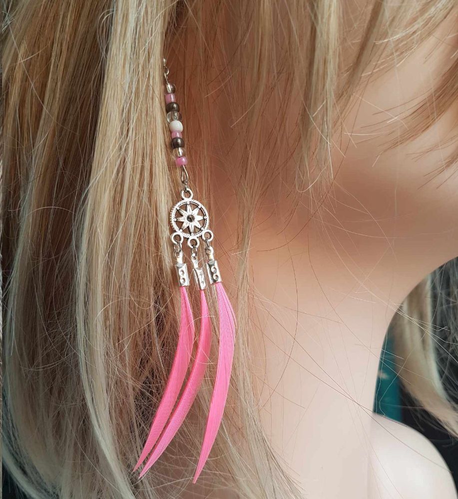 Feather Earrings with Beads