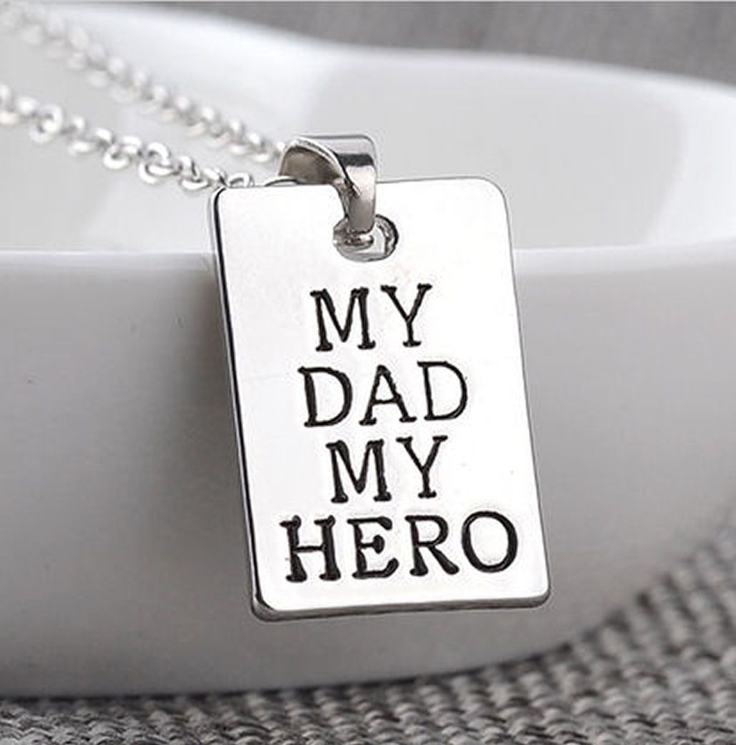 My Dad, My Hero Keepsake Pendant Necklace with Silver Charm and Chain