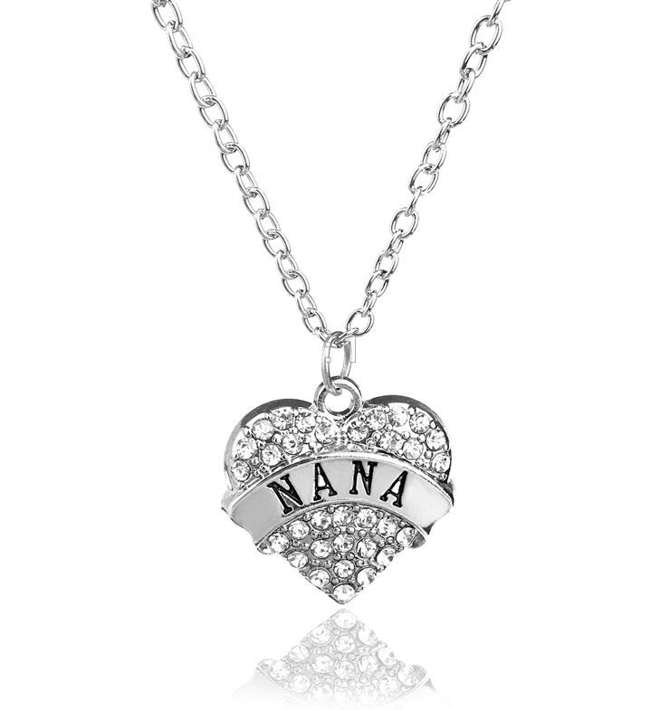 Nana, Keepsake Pendant Necklace with Rhinestone & Silver Charm