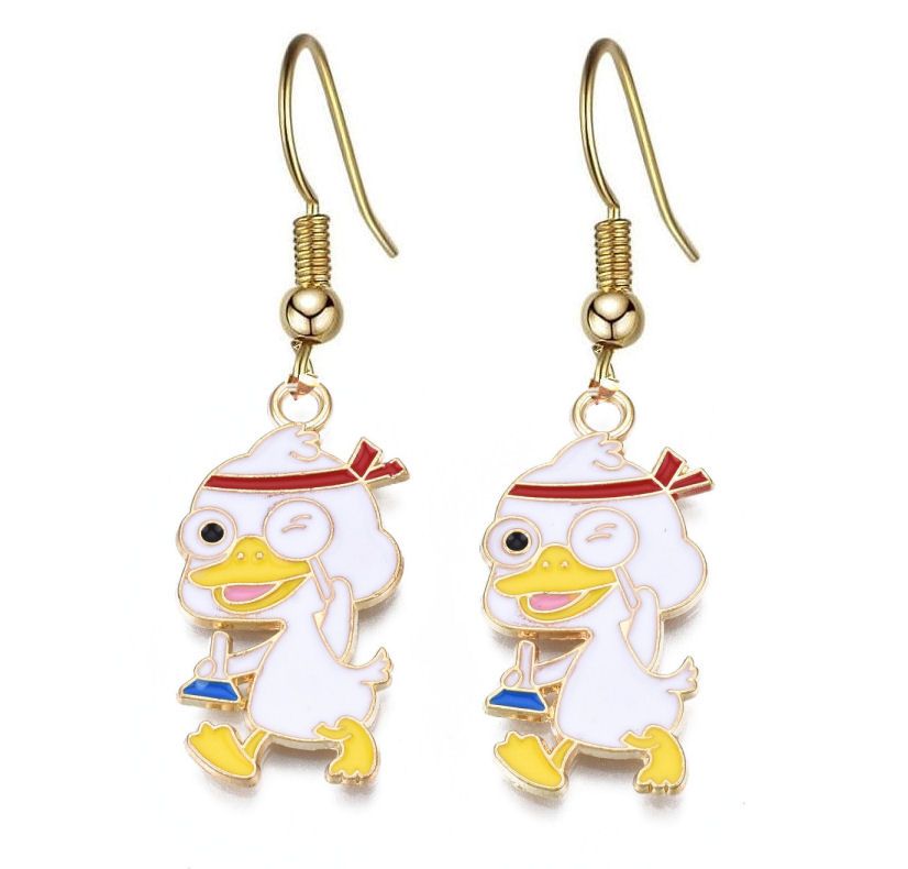Duck Earrings: Gold