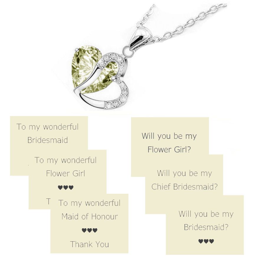Cream and Silver Pendant Necklace with Rhinestone, Heartfelt Card & Organza