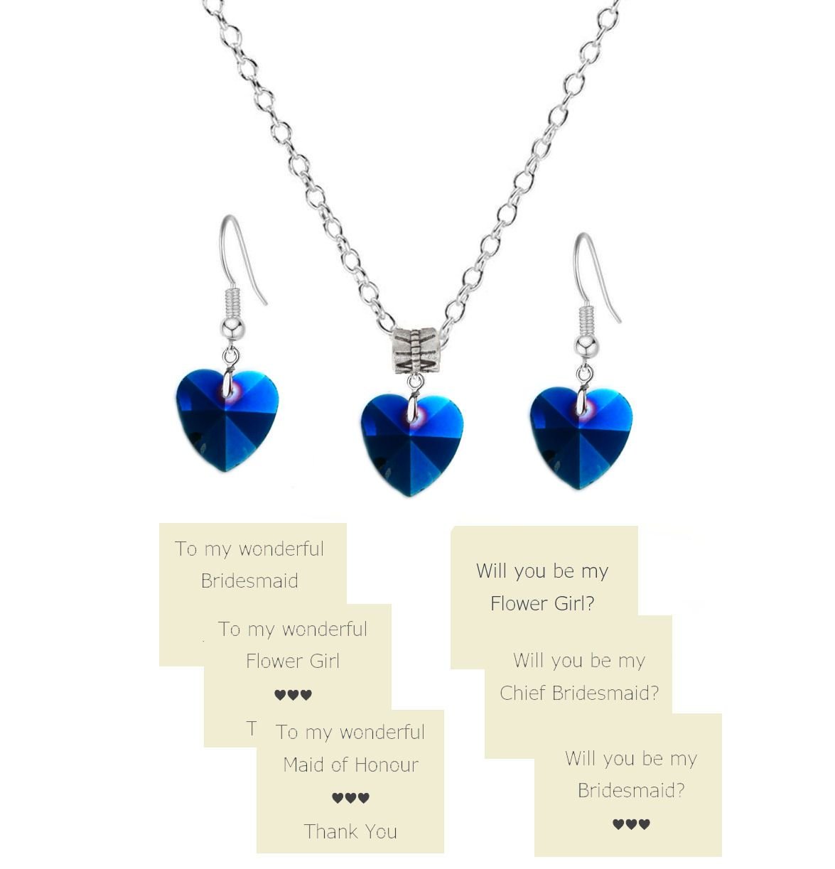 Navy Blue Necklace & Earrings Set: Wedding | Feather Planet